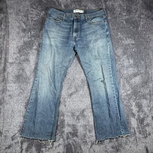 Levis 527 Low Boot Cut Jeans Mens 36x32 Blue Denim Raw Hem Cutoff 100% Cotton